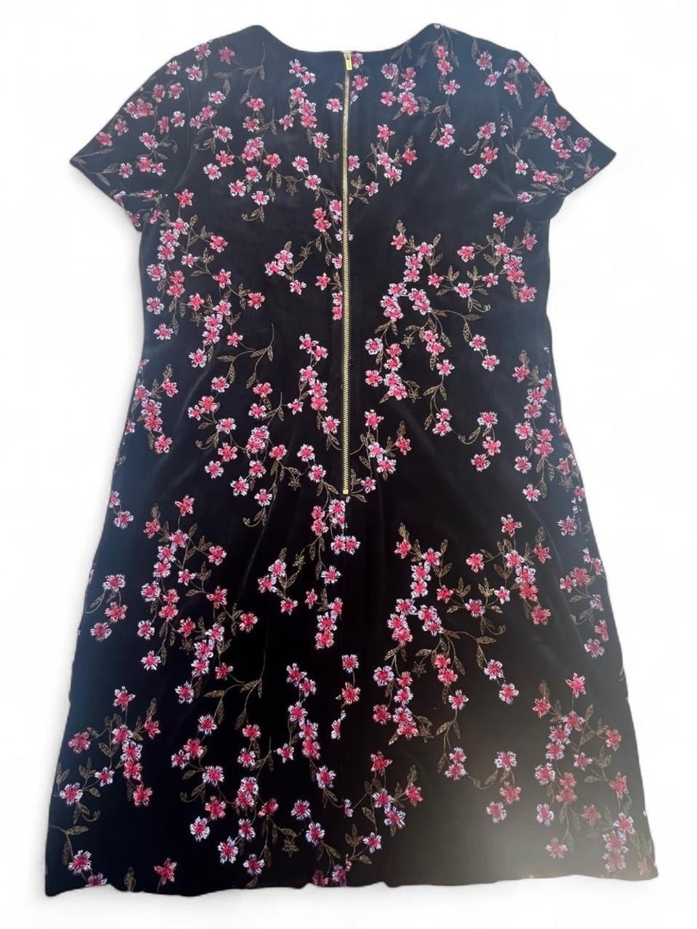 Black Velvet Dress Floral Embroidered Cocktail Women’s 10 - Picture 5 of 5